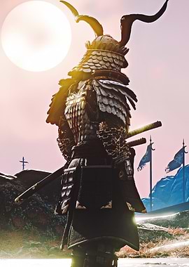 Horned Samurai Armor Under Pale Sun
