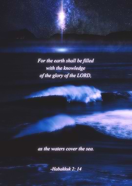 Sea of Blessings Cosmic Night Sky Seascape Christian Faith Bible Verse