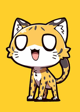 Cartoon Serval Cat Illustration