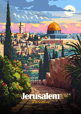 Jerusalem, Palestine Travel Poster