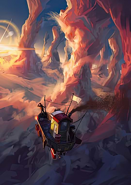 Airship Adventure in a Canyon Landscape