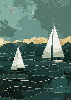 Two Sailboats in Ocean