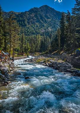Mountain River Landscape In Pakistani Swat KPK