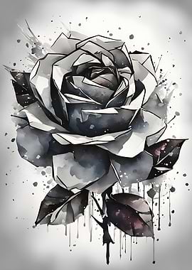 Monochrome Rose Watercolor