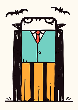Cartoon Vampire with Bats