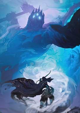 Fantasy Warrior Confronting a Dark Tower