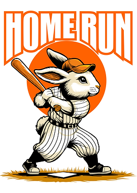 Rabbit Baseball Player Hitting Home Run
