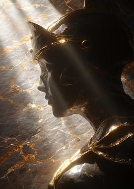 Golden Warrior Statue Profile