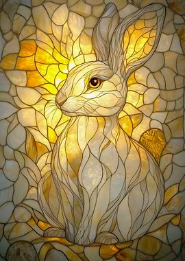 Stained Glass Rabbit Portrait
