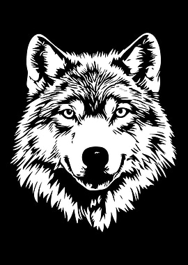 Wolf Head Black and White