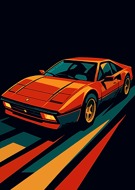Retro Orange Sports Car Illustration
