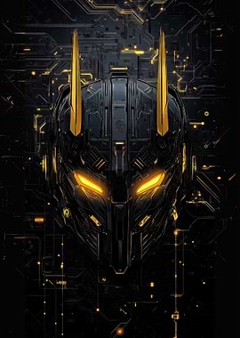 Cybernetic Anubis Head with Glowing Eyes