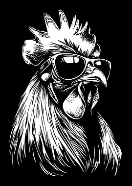 Cool Rooster with Sunglasses