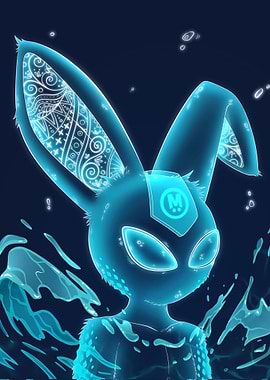 Glowing Blue alien Rabbit