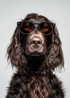 Cool Field Spaniel Dog with Sunglasses Portrait