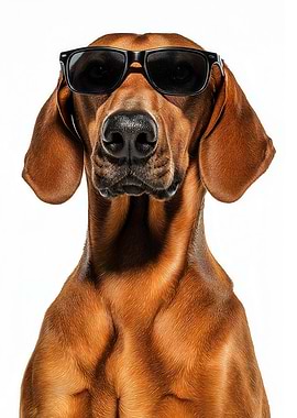 Cool Redbone Coonhound Dog with Sunglasses Portrait