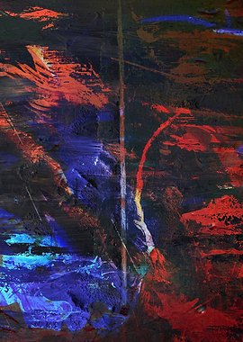 Abstract Painting with Red and Blue