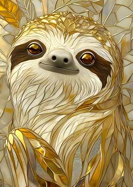 Golden Sloth Portrait