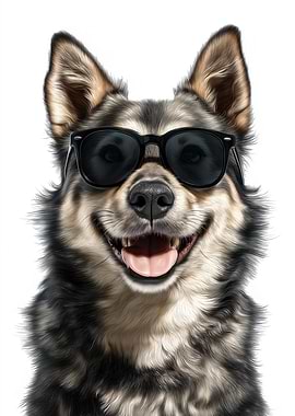 Cool Swedish Vallhund Dog with Sunglasses Portrait