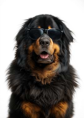 Cool Tibetan Mastiff Dog with Sunglasses