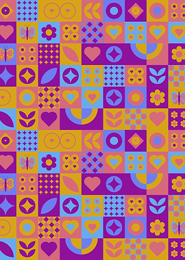 Retrowave Bauhaus Geometric Pattern