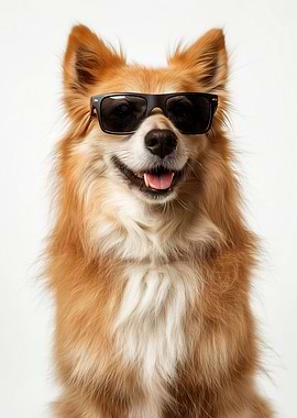 Cool Icelandic Sheepdog with Sunglasses Portrait