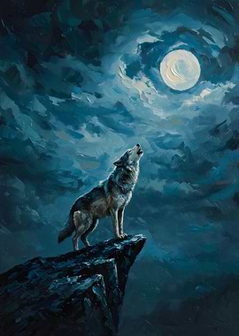 Wolf Howling at the Moon