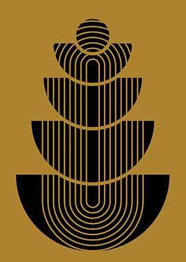 Abstract Geometric Shapes on Gold Background