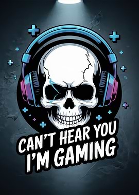 Gaming Skull with Headphones Illustration
