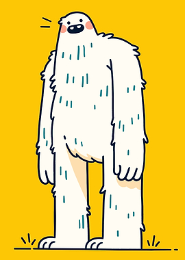Cartoon Yeti on Yellow Background