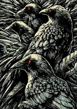 Ravens with Red Eyes Illustration