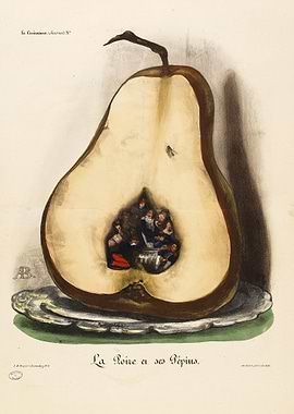 La Poire et ses Pépins - French Fruit Vintage Illustration