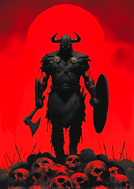 The Last Berserker - Viking Warrior on Skull Pile