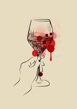 Wine glass in hand illustration