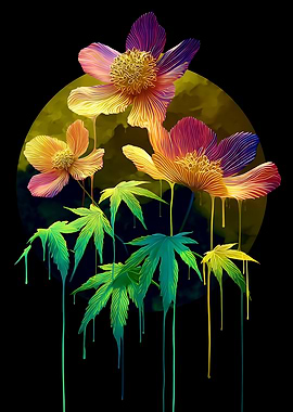 Floral and Cannabis Fusion Art