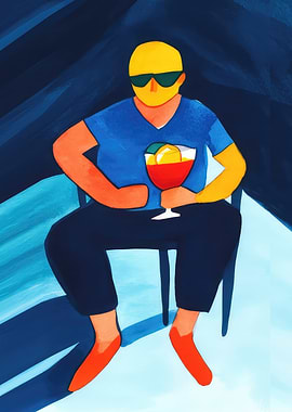 Person with Drink Illustration