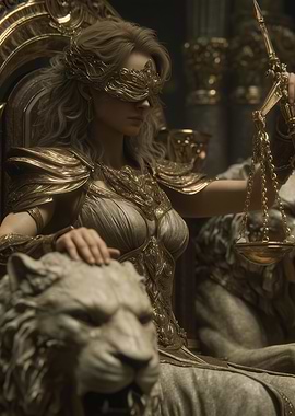 Golden Lady Justice with Lion
