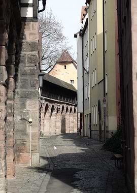 Nuremberg alleyway with stone architecture