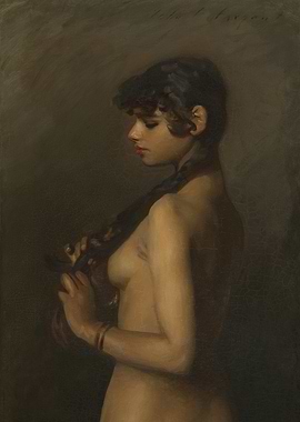 Young Woman Braiding Her Hair