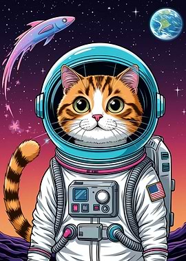 Astronaut Cat in Space
