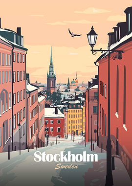 Stockholm, Sweden Cityscape Illustration