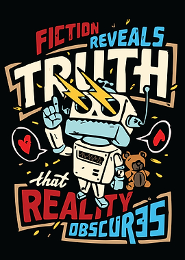 Fiction Reveals Truth Robot Illustration