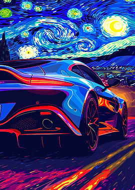 Car in Starry Night Style