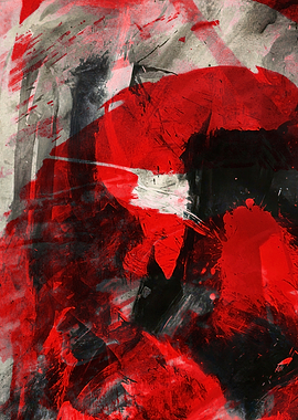 Abstract Red and Black Painting