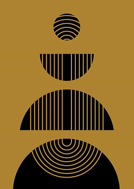 Abstract Geometric Shapes on Gold Background