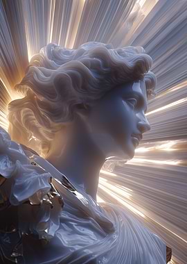 Classical Bust with Radiant Light