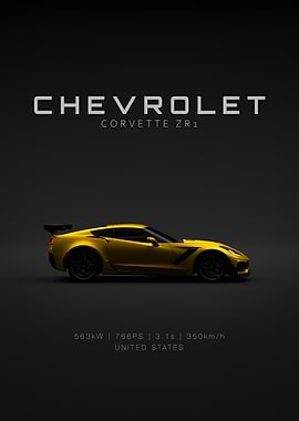 Yellow Chevrolet Corvette C7 ZR1 Specs