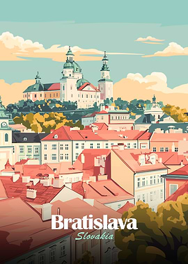 Bratislava, Slovakia Cityscape Illustration