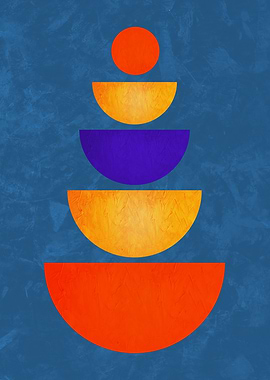 Abstract Geometric Shapes on Blue Background