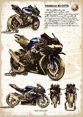 Yamaha R1 GYTR Motorcycle Blueprint